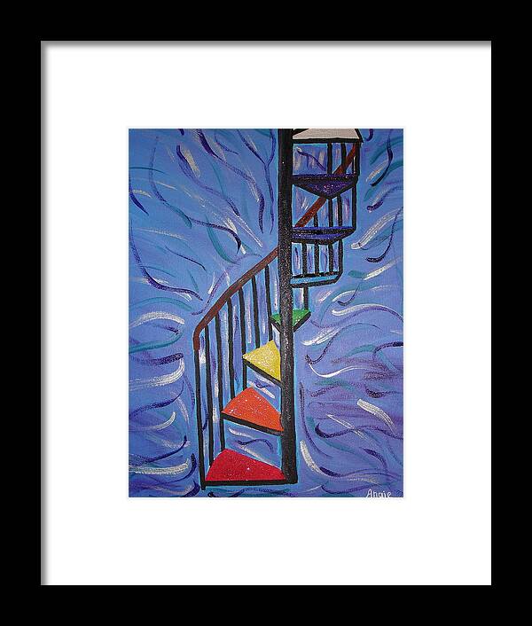 Staircase Framed Print featuring the painting Barbara's Staircase by Angie Butler
