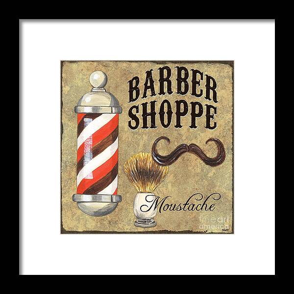 Fashion Framed Print featuring the painting Barber Shoppe 1 by Debbie DeWitt
