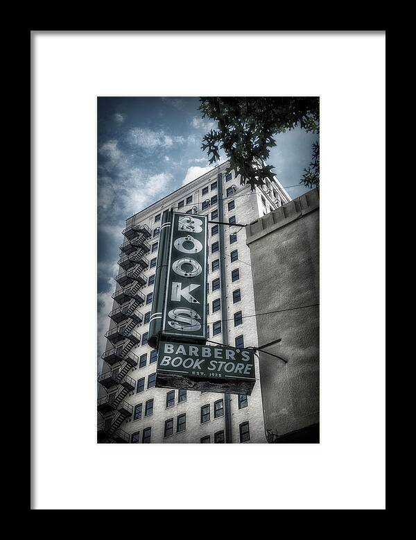 Joan Carroll Framed Print featuring the photograph Barbers Book Store by Joan Carroll