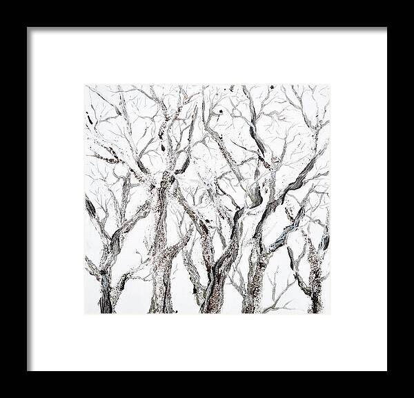 Trees Framed Print featuring the painting Bare Branches print option 2 by Regina Valluzzi