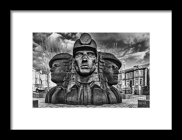 Bargoed Miners Framed Print featuring the photograph Bargoed Miners 2 Mono by Steve Purnell