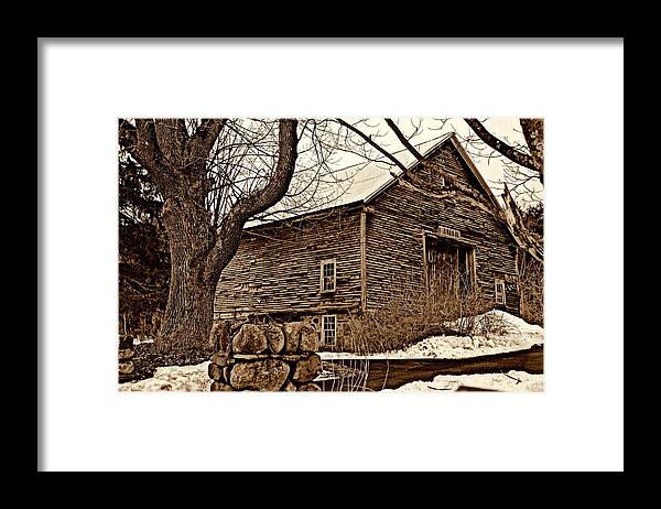 Nature Framed Print featuring the photograph Barn 7087 Sepia by Tricia Marchlik