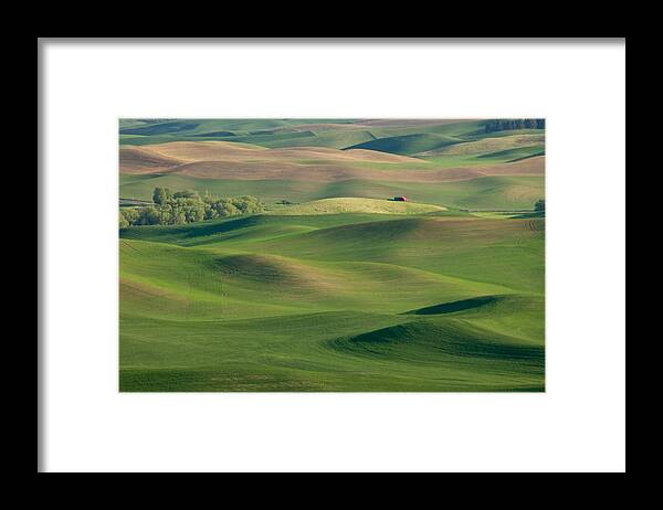 Palouse Framed Print featuring the photograph Barn Among the Contours by Mary Lee Dereske
