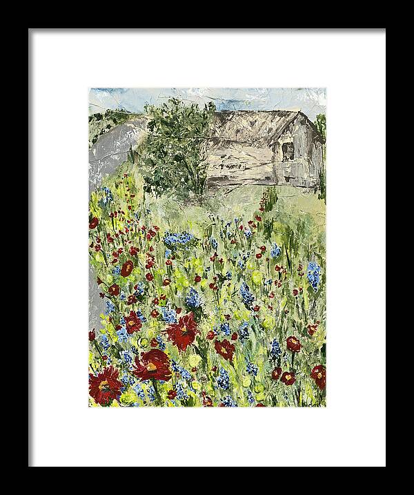 Country Framed Print featuring the painting Barn in Field by Kirsten Koza Reed