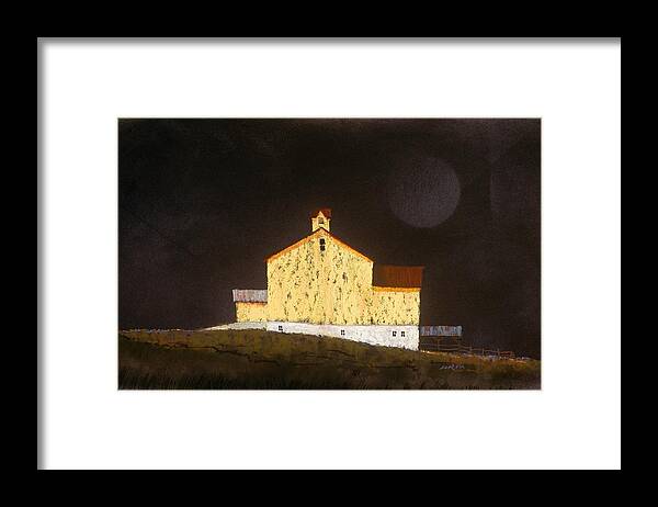 Pastel Framed Print featuring the painting Barn on Black #3 by William Renzulli