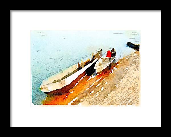 Barque Framed Print featuring the painting Barques sur le Chari by HELGE Art Gallery