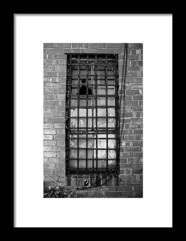 Black And White Framed Print featuring the photograph Barred Window by Hillis Creative