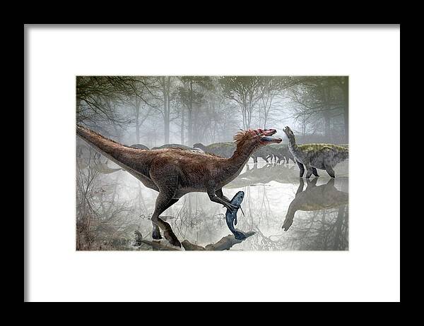 Baryonyx Framed Print featuring the photograph Baryonyx Dinosaur Fishing by Jose Antonio Pe??as/science Photo Library