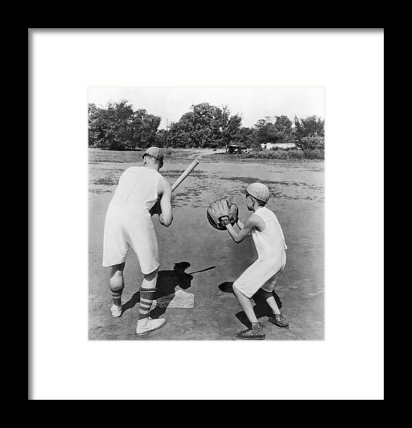 1928 Framed Print featuring the photograph Baseball In Union Suits by Underwood Archives