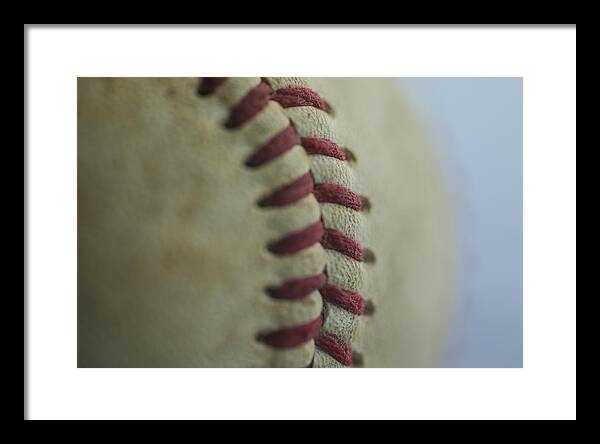 Baseball Framed Print featuring the photograph Baseball Macro 2 by David Haskett II