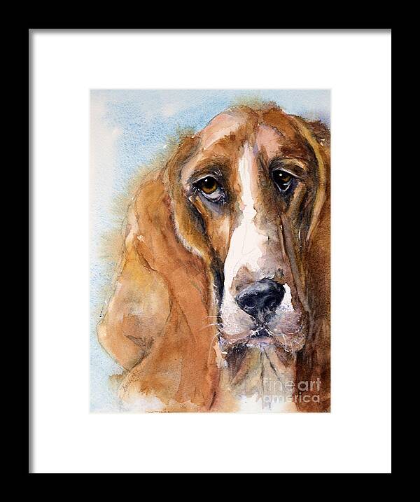 Dog Framed Print featuring the painting Basset Hound by Judith Levins