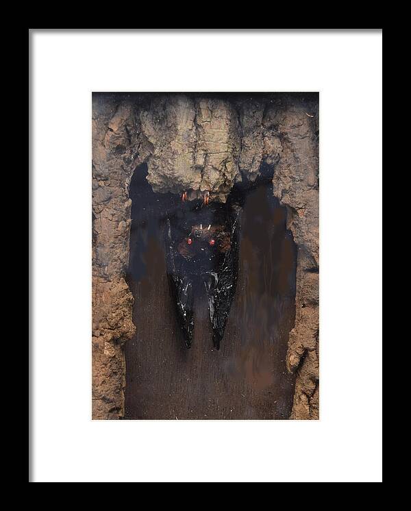 Bat Framed Print featuring the sculpture Bat in a Cave by R Allen Swezey