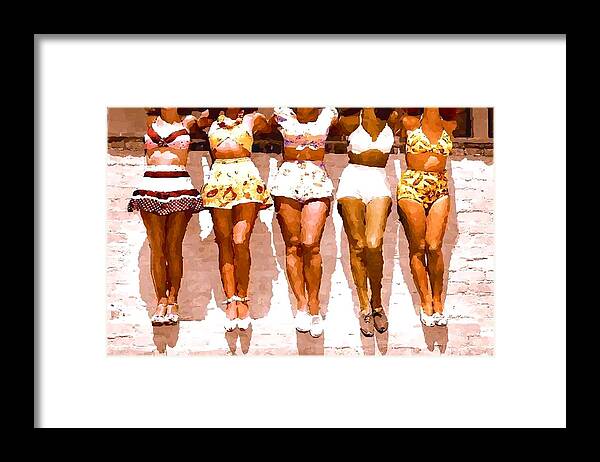 Women Framed Print featuring the painting Bathing Beauties No. 4 by Lelia DeMello