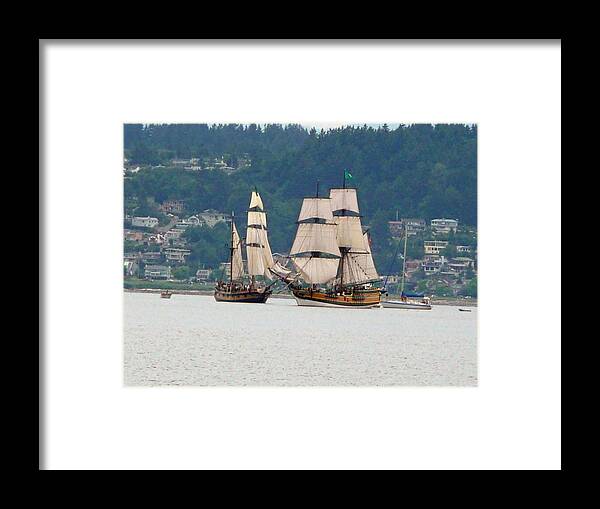 Old Ships Framed Print featuring the photograph Battle at Sea by Mary M Collins