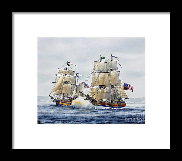 Tall Ship Framed Print featuring the painting Battle Sail by James Williamson