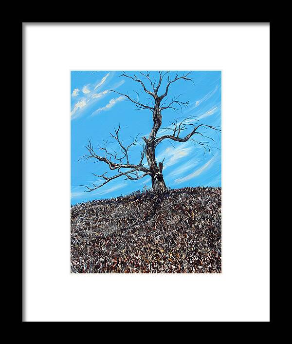 Tree Framed Print featuring the painting Battle Scars by Meaghan Troup