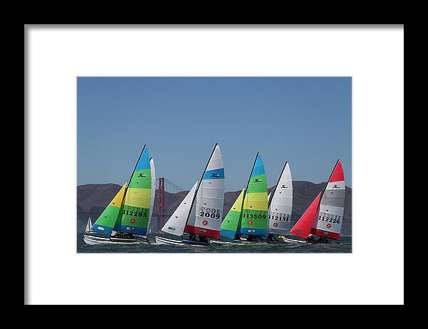 San Francisco Framed Print featuring the photograph Bay Hobie Cats by Steven Lapkin