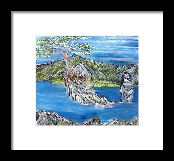 Tree Framed Print featuring the painting Bay View in Oregon by Suzanne Surber