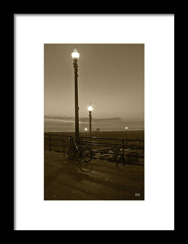 Sepia Framed Print featuring the photograph Beach At Night by Ben and Raisa Gertsberg