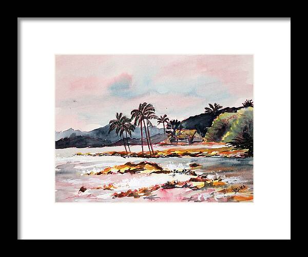 Beach Framed Print featuring the painting Beach at Waikiki by Richard Jules