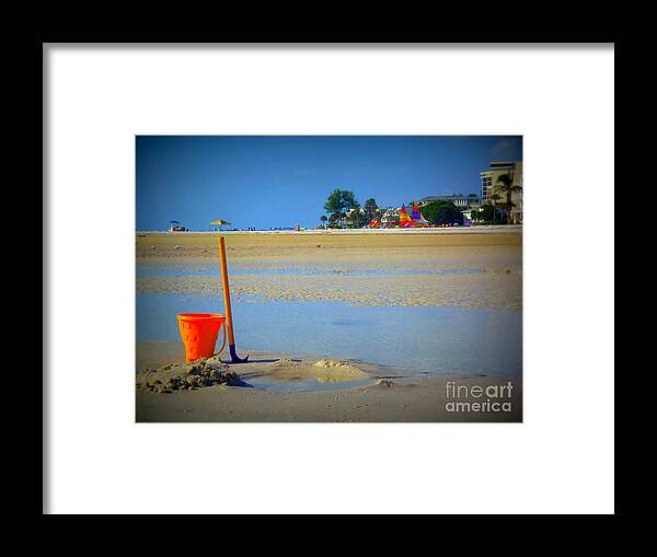  Siesta Key Framed Print featuring the photograph Beach Bucket at Seista Key by Lou Ann Bagnall