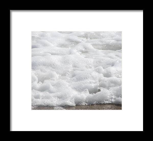 Ocean Framed Print featuring the photograph Beach Foam by Cathy Lindsey