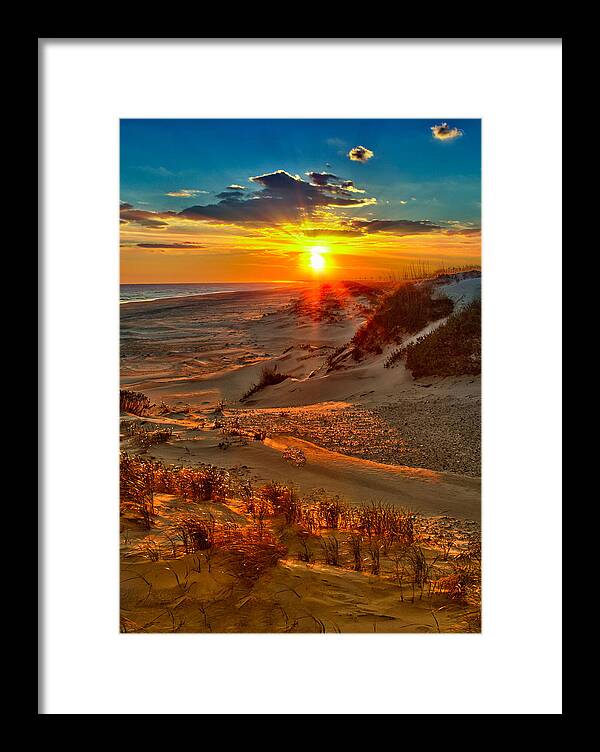 Ocracoke Framed Print featuring the photograph Beach on Fire - Outer Banks by Dan Carmichael