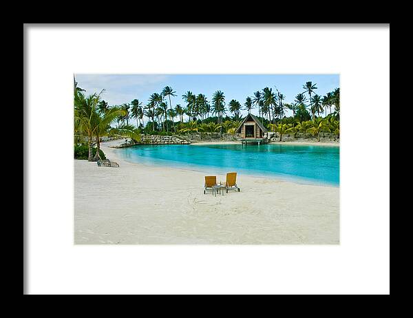 Lagoon Framed Print featuring the photograph Beach on Lagoon In Bora Bora by Gary Slawsky