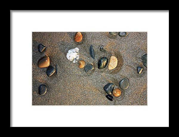 Rocks Framed Print featuring the photograph Beach Pebbles by Kami McKeon