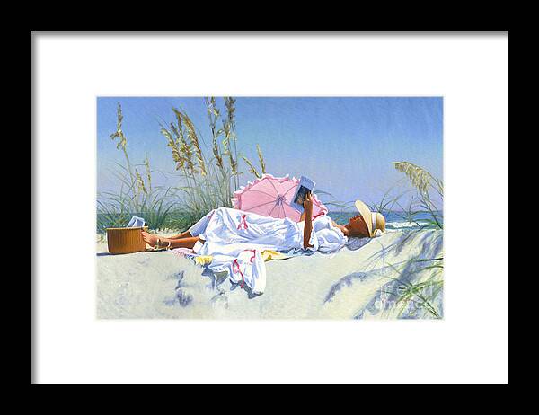 Impressionist Framed Print featuring the painting Beach Recliner by Candace Lovely