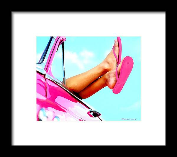 Beach Slippers Framed Print featuring the digital art Beach Slippers - Summer Time Serie by Gabriel T Toro