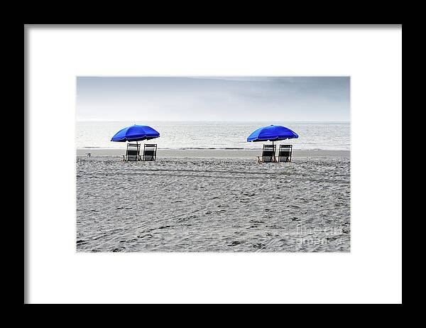 Hilton Head Framed Print featuring the photograph Beach Umbrellas on a Cloudy Day by Thomas Marchessault