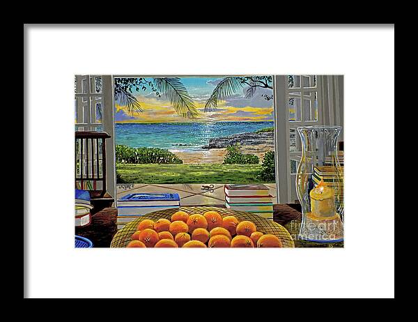 Beach Framed Print featuring the painting Beach View by Carey Chen