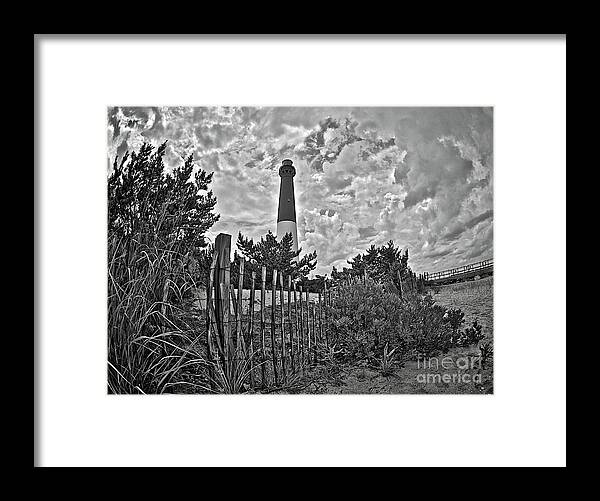 Lbi Framed Print featuring the photograph Beach View of Barney in black and white by Mark Miller