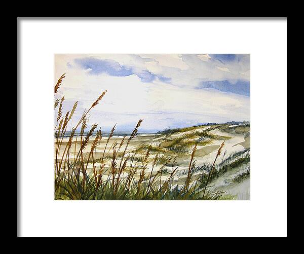 Watercolor Framed Print featuring the painting Beach Watercolor by Julianne Felton