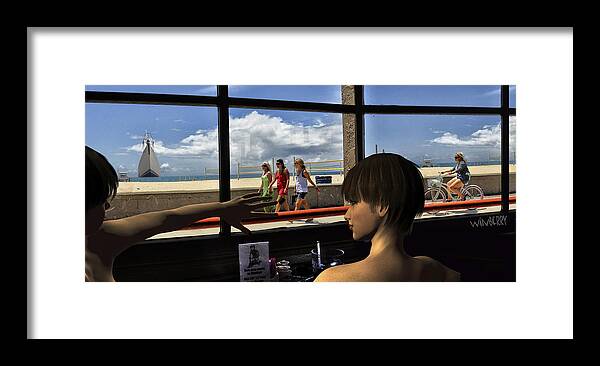 Hermosa Beach Framed Print featuring the digital art Beach_window by Bob Winberry