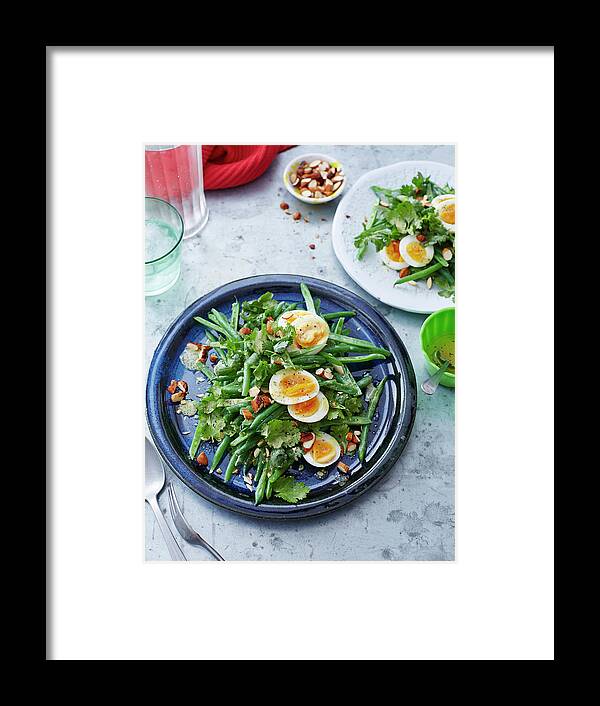 Spoon Framed Print featuring the photograph Bean, Coriander, Egg And Almond Salad by Brett Stevens