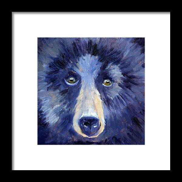 Bear Framed Print featuring the painting Bear Face by Nancy Merkle