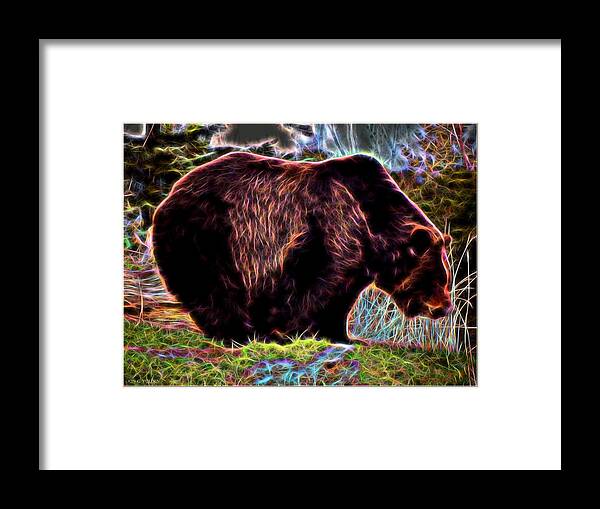 Bear Framed Print featuring the painting Colorful Grizzly by Jon Volden
