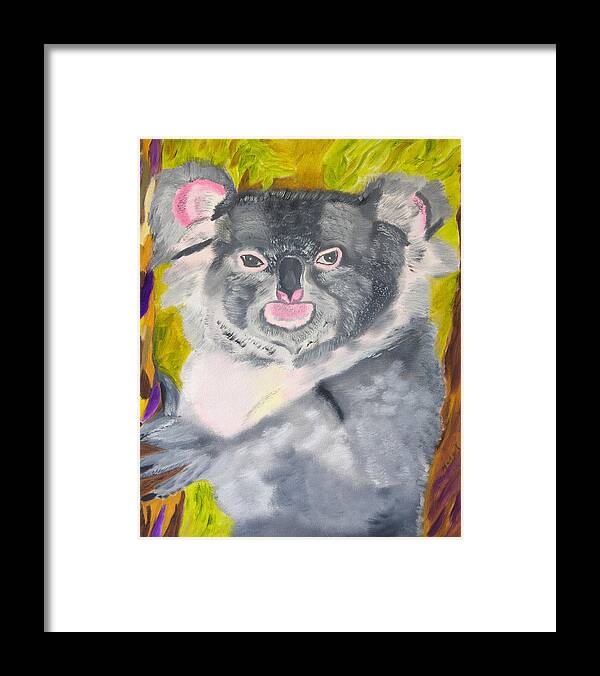 Koala Framed Print featuring the painting Koala Gaze by Meryl Goudey
