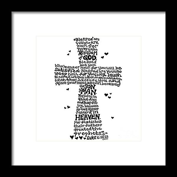 Leigh Eldred Framed Print featuring the mixed media Beatitudes Cross by Leigh Eldred