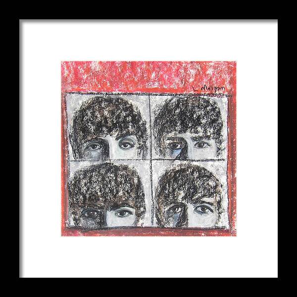 Beatles Framed Print featuring the painting Beatles Hard Day's Night by Laurie Morgan