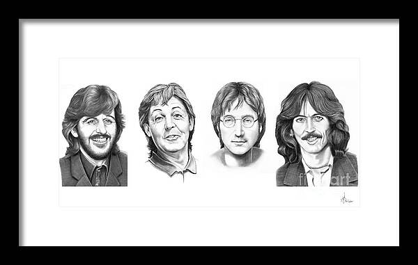 Pencil Framed Print featuring the drawing Beatles by Murphy Elliott