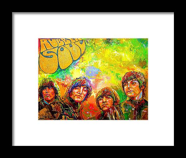 Beatles Oil Painting Rubber Soul Original Framed Print featuring the painting Beatles Rubber Soul by Leland Castro