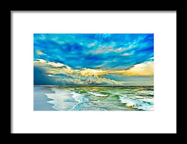 Beautiful Framed Print featuring the photograph Beautiful Beach Blue Sea by Eszra Tanner