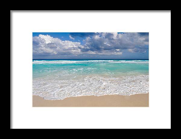 Nature Framed Print featuring the photograph Beautiful Beach Ocean in Cancun Mexico by Brandon Bourdages