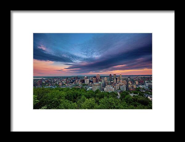 Treetop Framed Print featuring the photograph Beautiful Cloud Over The Montreal City by D3sign