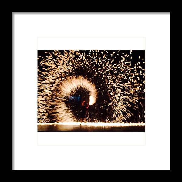  Framed Print featuring the photograph Beautiful Fire Performance By The by Xiu Ching