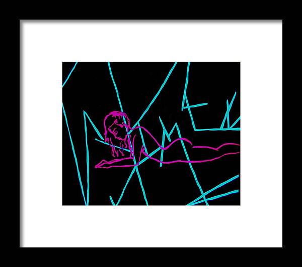 Neon Framed Print featuring the painting Beautiful Lines Woman by Marisela Mungia