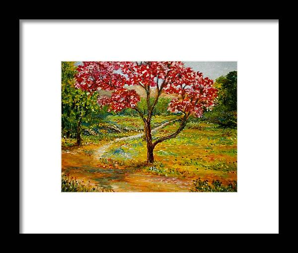 Landscapes  Canvas Prints Originals Impressionism Trees Spring Seasons  Framed Print featuring the painting Beautiful park by Konstantinos Charalampopoulos